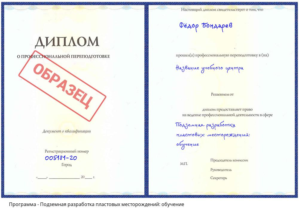 Подземная разработка пластовых месторождений: обучение Кстово