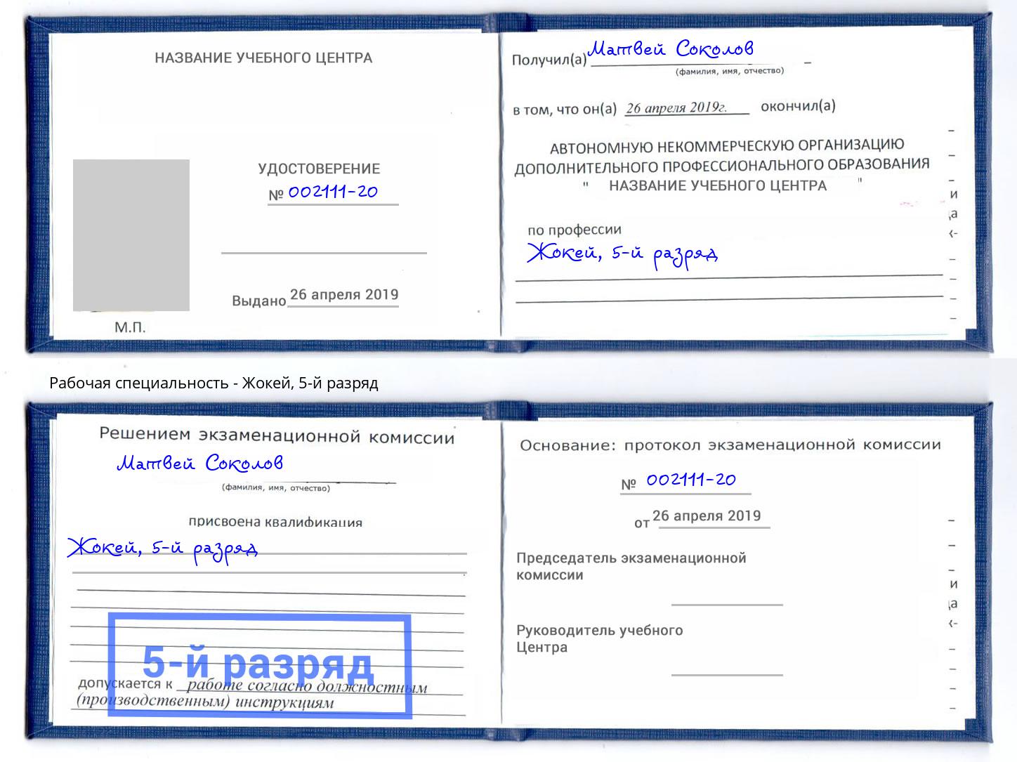 корочка 5-й разряд Жокей Кстово