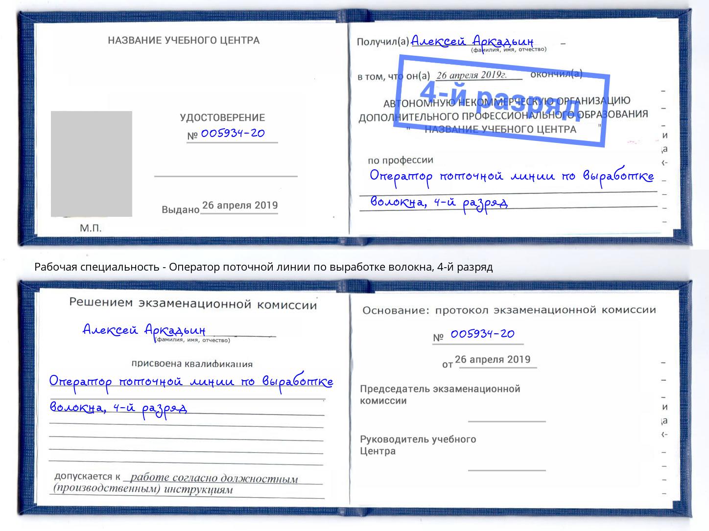 корочка 4-й разряд Оператор поточной линии по выработке волокна Кстово